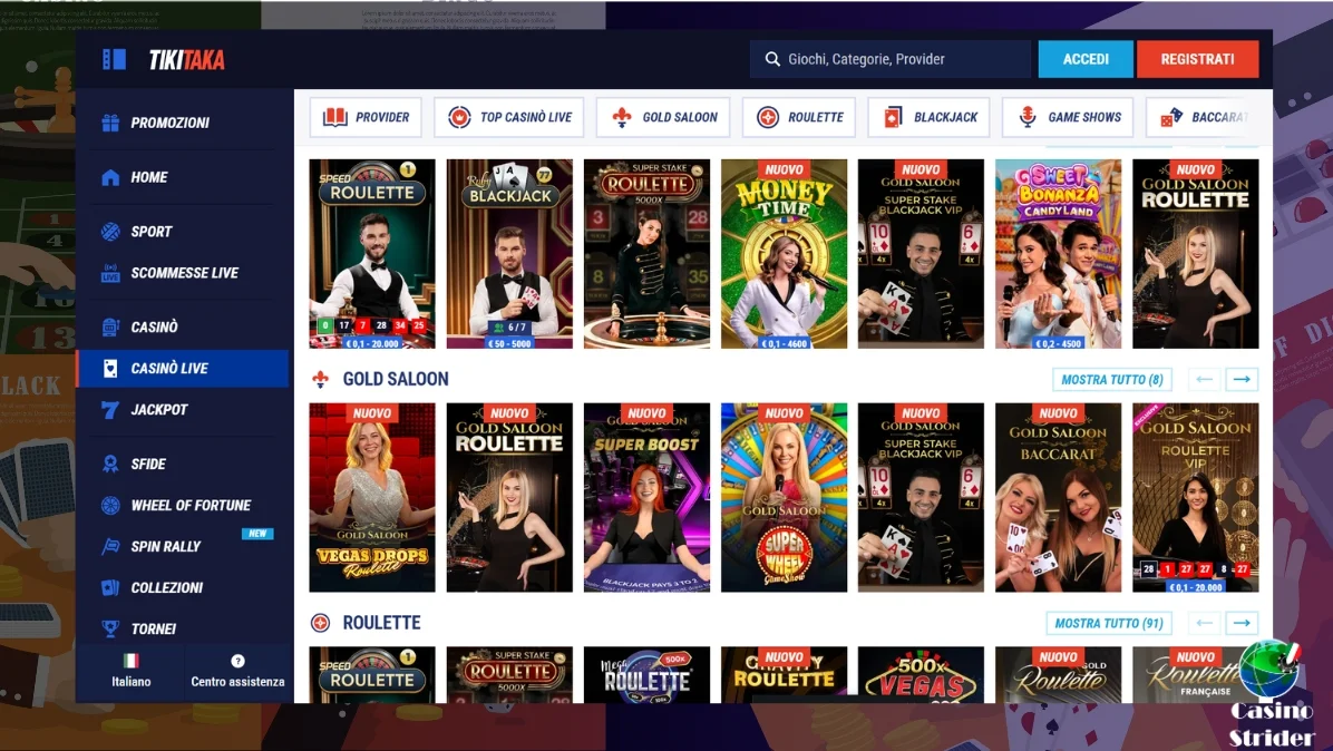 Qualità dei Live Stream e Croupier su Tikitaka