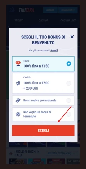 Scegli il tuo bonus