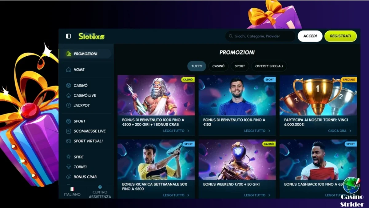 Slotexo casinò bonus
