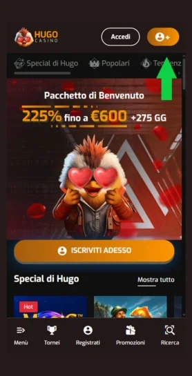 Visita Hugo Casino registrazione