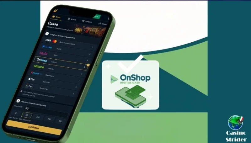 Test di Onshop mobile nelle app dei casinò italiani