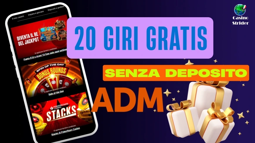 Bonus di 20 giri gratuiti di ADM Casino