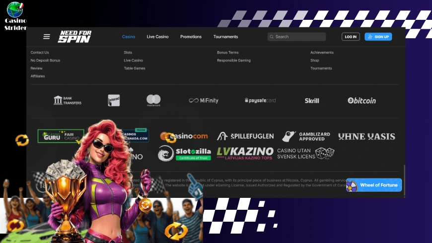 Metodi di pagamento su Need for Spin casino
