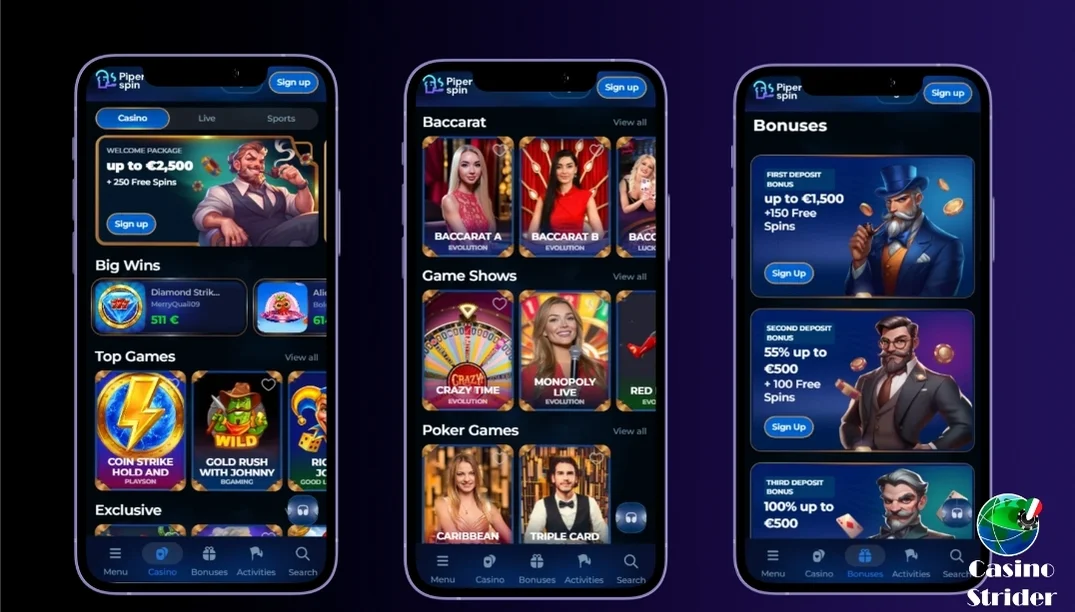 App Piperspin Casino e versione mobile
