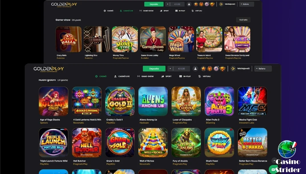 Giochi disponibili goldenplay casino